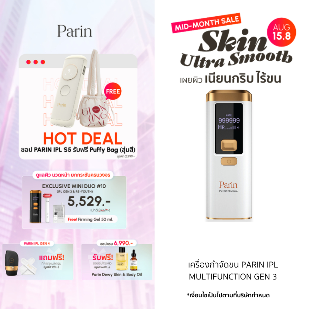 Parin IPL Gen3 Laser Removal เครื่องกำจัดขน (999,999 Shot) M