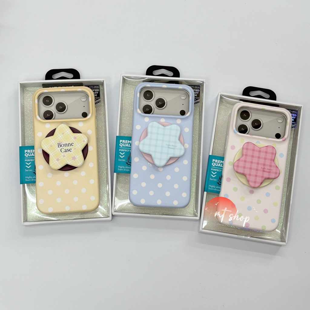 Caseเคสลายจุด MagSafe+กิ๊บต๊อก รองรับแม่เหล็กชาร์จ ขอบนิ่ม หลังแข็ง สำหรับรุ่นไอโฟน 15-18ProMax