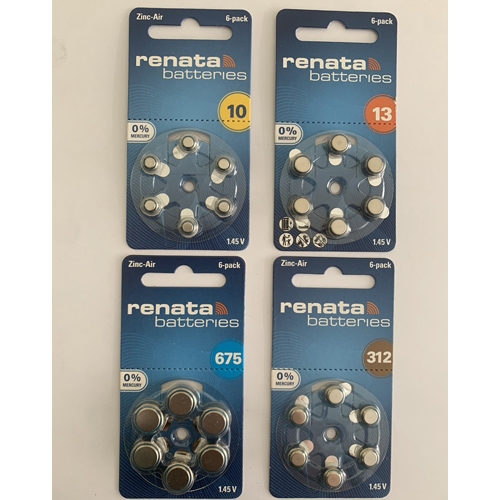 ถ่านกระดุม Renata ZA10 / ZA13 / ZA 675 / ZA312 ของแท้ 1.45V  แบ่งจำหน่ายแบบ 1แผง ,5แผง