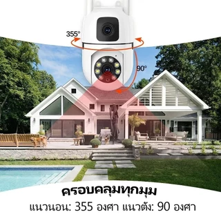 กล้องวงจรปิด V380 Pro เลนส์คู่ กล้อง IP กันน้ํากลางแจ้งติดตามการมองเห็นตอนกลางคืนอัตโนมัติ