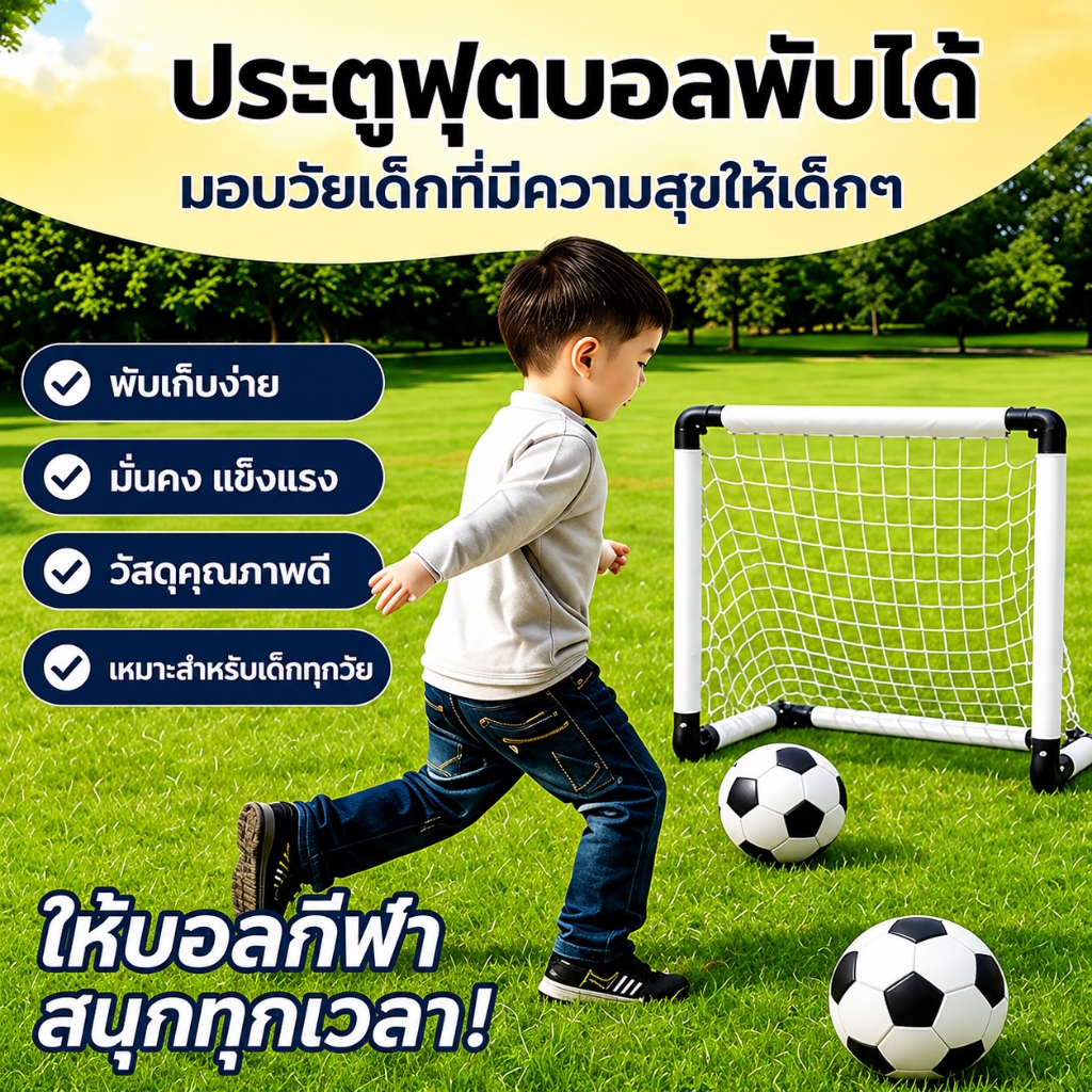 โกลฟุตบอลพกพา ของเล่นกีฬาเด็ก ขนาดเล็ก ใช้งานสะดวก ประตูฟุตบอลพับได้ สำหรับฝึกซ้อม เล่นได้ทุกที่ ทั้งในและนอกบ้าน