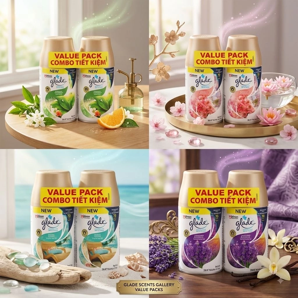 🌺แพคคู่ คุ้มกว่า💚glade เกลด สปรย์ฉีดปรับอากาศชนิดเติม ขนาด252มล.