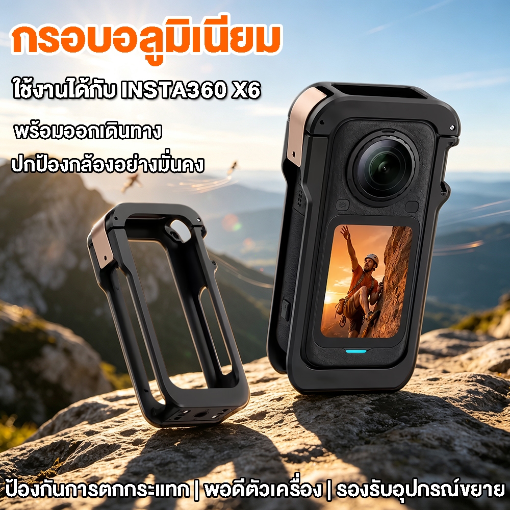 กรงอลูมิเนียมสำหรับ Insta360 X6 โดยเฉพาะ | แข็งแรง ทนทาน ปกป้องครบทุกมุม