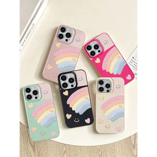 เคสโทรศัพท์สำหรับ IPhone 13 17 11 16 12 15 14 Pro Max XR X XS Max 15 7 16 14 8 Plus SE 2020 รุ้งรักสดชื่นพร้อมใบหน้าแย้ม