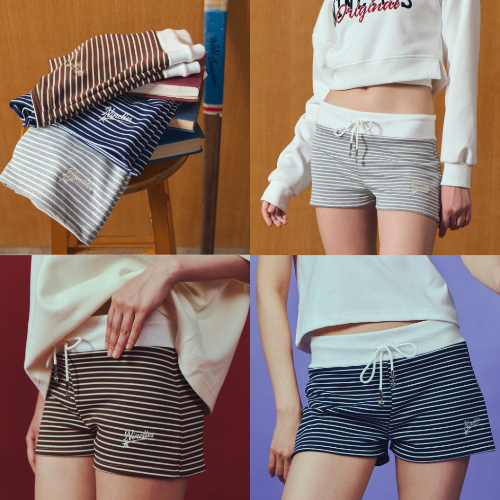 Nineties Design : Sport Nostalgia Short Pants กางเกงขาสั้น ลายทาง สุดคิ้วว รุ่น Bonalisa