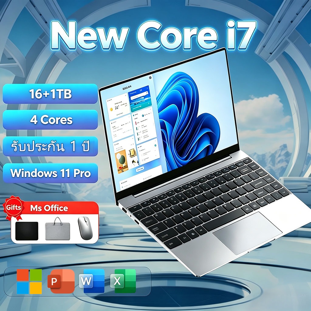 แล็ปท็อปประสิทธิภาพสูง 15.6 นิ้ว Intel 16GB RAM + 1TB SSD Quad Core หน่วยประมวลผล Windows 11