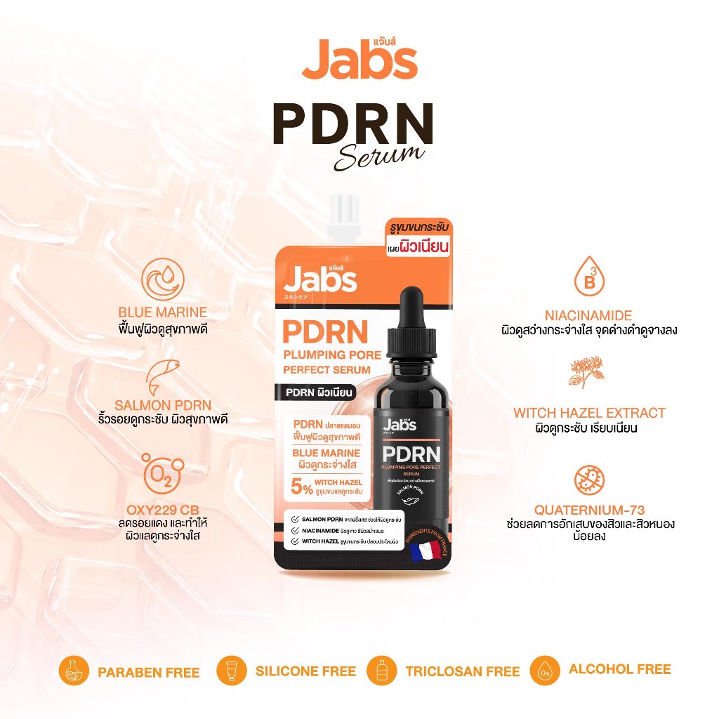 Jabs PDRN Plumping Pore Perfect Serum ขนาด 8 กรัม 1 กล่อง/6 ซอง รูปที่ 2