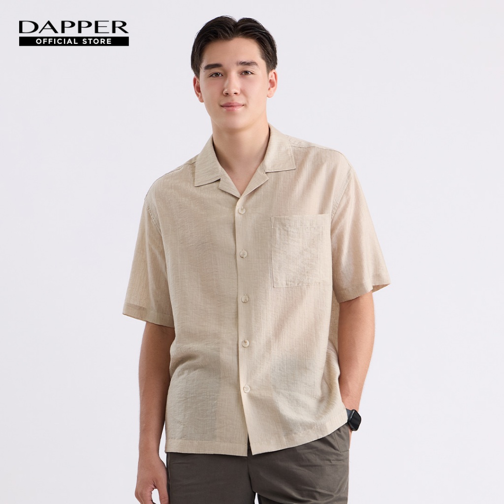 DAPPER เสื้อเชิ้ตแขนสั้น Fine Striped Shirt สีเบจ (BCS/BE/616HJ)