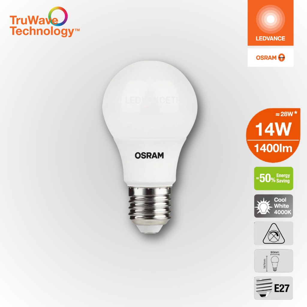 OSRAM หลอดไฟ LED A80 DOB (Driver on Board) E27 14W แสงคูลไวท์ (4000K)