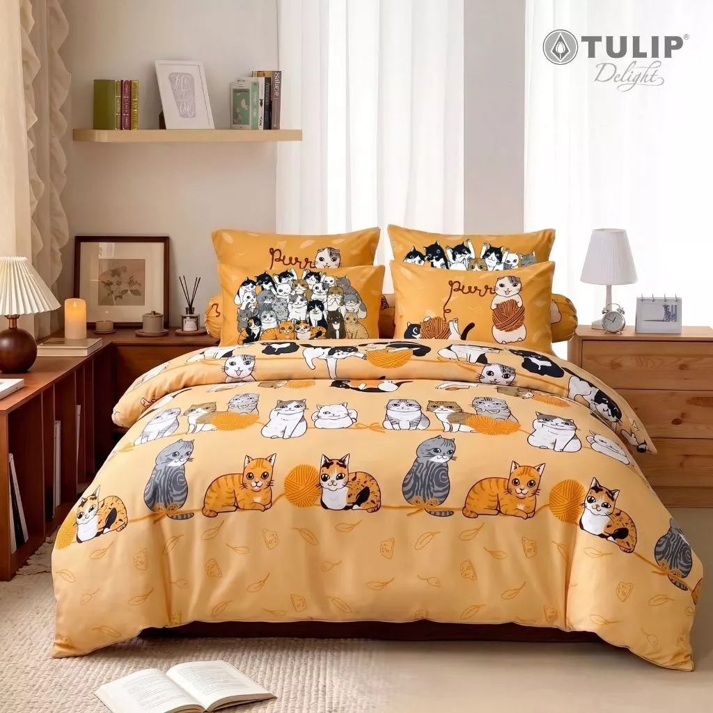 TULIP Delight ทูนหัวของบ่าว DLC079 ลิขสิทธิ์แท้ทูนหัวของบ่าว ชุดผ้าปูที่นอน ผ้าห่ม ผ้านวม ลายแมว