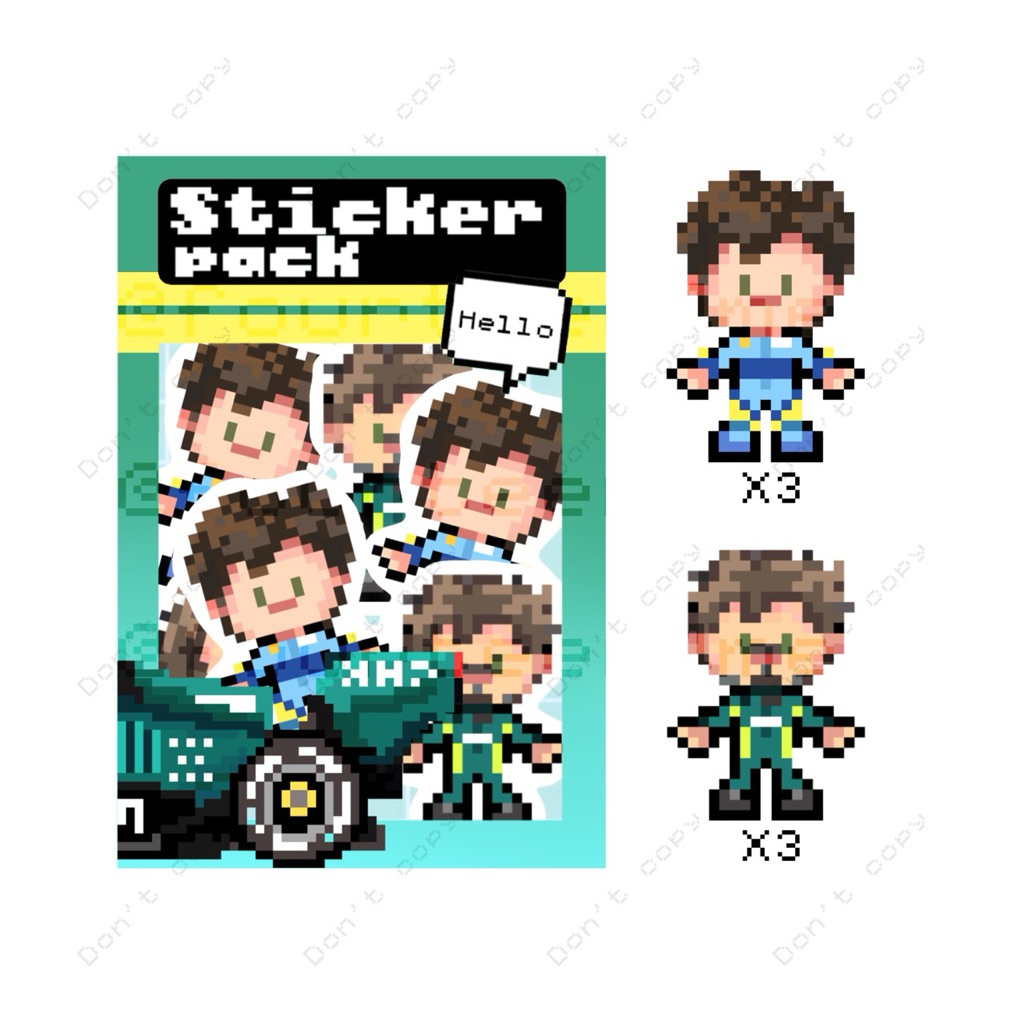 Sticker pack F1 pixel ทีม Aston martin (Alonso)