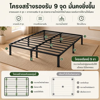 CT เตียงเหล็ก 3.5/4/5/6ฟุต ท่อเหล็กหนา ติดตั้งง่าย เหมาะสำหรับอพาร์ทเมนต์ รับน้ำหนักได้ 800KG