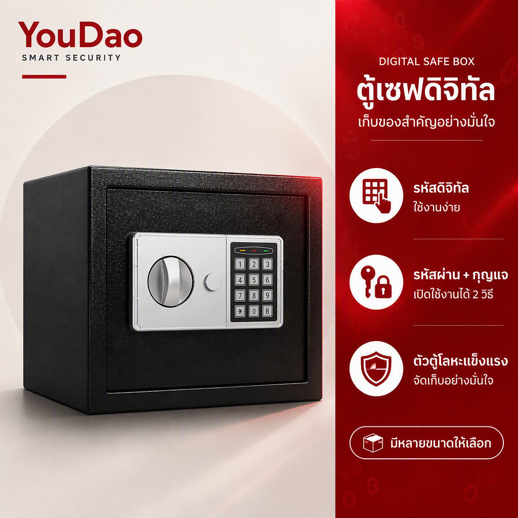 ตู้เซฟนิรภัย ตู้เซฟ ตู้เซฟอิเล็กทรอนิกส์ ระบบรหัสผ่าน+กุญแจ Safe Box เลือก 17E/20E/25E/45E/50E
