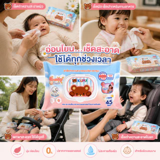RCP - (1 ลัง) KUMA ทิชชู่เปียก กลิ่น Blooming fresh 45 แผ่น ยกลัง 36 ห่อ