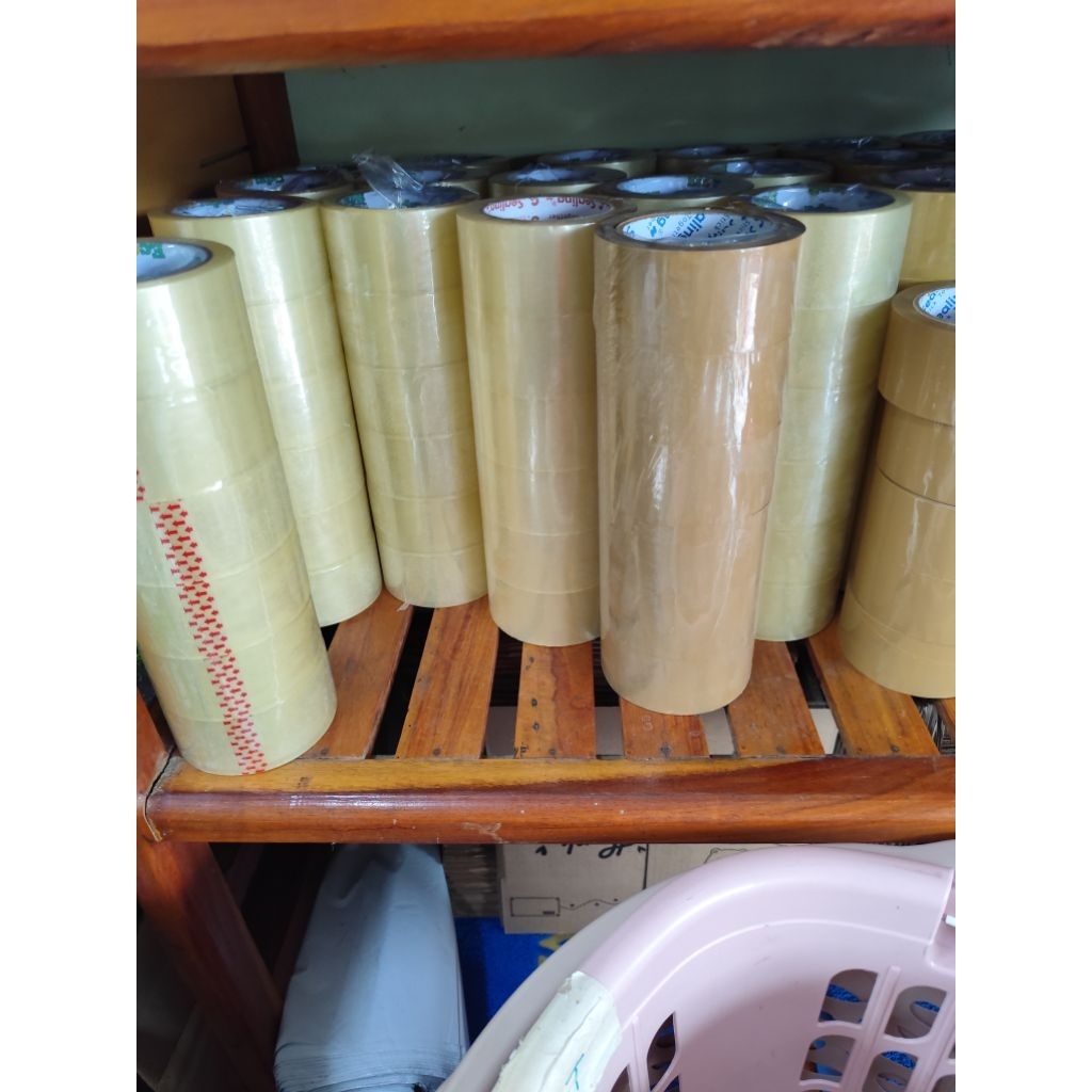 100 หลา 2 นิ้ว สีใส ยกแถว 6 ม้วน  เหนียวมาก เทป eco (หรือ Eco Tape / เทปกาวอีโค่)