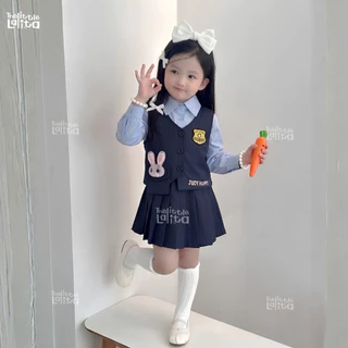 ✅พร้อมส่ง👧🏻🐰ชุดเซทคอสเพลย์เด็ก3ชิ้น ตำรวจ Judy Hopps Zootopia เสื้อเชิ้ต+เสื้อกั้กตุ๊กตา3D+กระโปรงพลีท น่ารักกำลังฮิตเลย