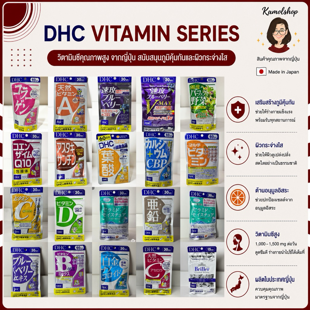 🇯🇵💫 DHC Vitamin A B C E Nano Zinc hyaluron บำรุงผิว 20/30/60/90 วัน จากญี่ปุ่น