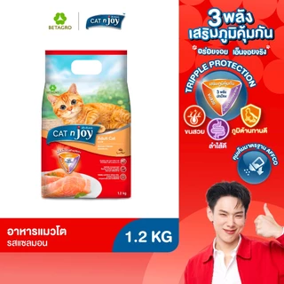 CAT n joy อาหารแมวโต เม็ดเล็ก กรอบ สำหรับแมวอายุ 1 ปีขึ้นไป รสแซลมอน 1.2 กก.