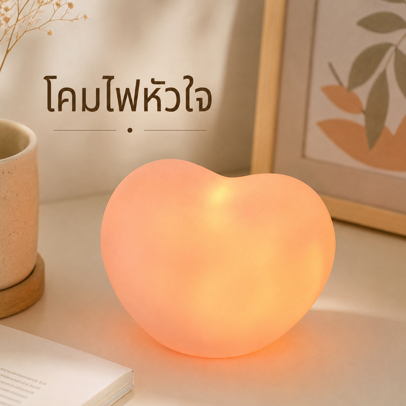 โคมไฟหัวใจ โคมไฟหัวใจเรืองแสงสไตล์ญี่ปุ่น แสงนุ่มละมุน ถนอมสายตา พกพาง่าย ใช้ถ่านในตัว เหมาะสำหรับตั้งหัวเตียง โต๊ะทำงาน