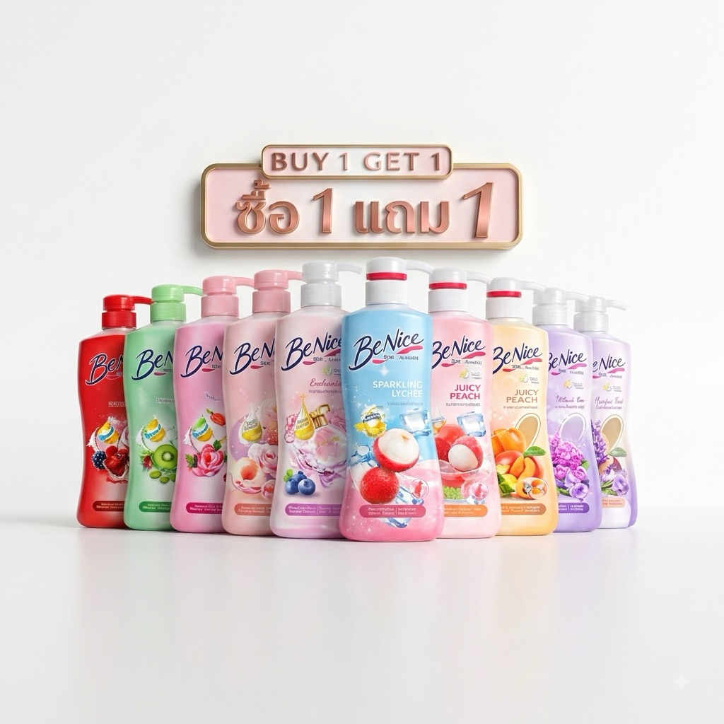 พร้อมส่ง บีไนซ์ ครีมอาบน้ำ ขนาด 400 มล.+400มล. (แพ็ค 1แถม1 ขวดปั้ม+ขวดปั้ม) มีสูตรให้เลือกนะคะ