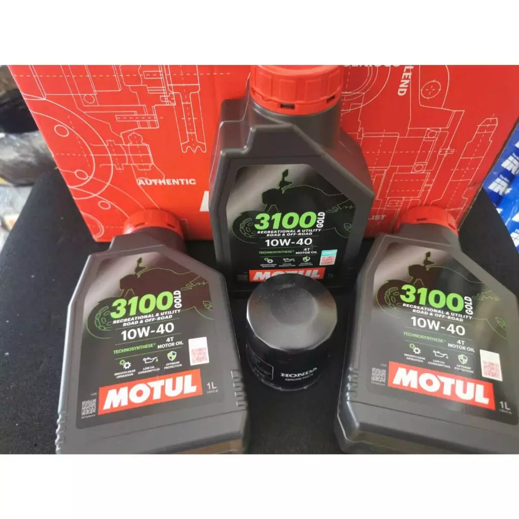 ชุดถ่ายน้ำมันเครื่องMOTUL 3100 GOLD10W-40 3 ลิตร ฟรีกรองHONDA CBR500R CB500X Rebel500 CB650F CBR1000