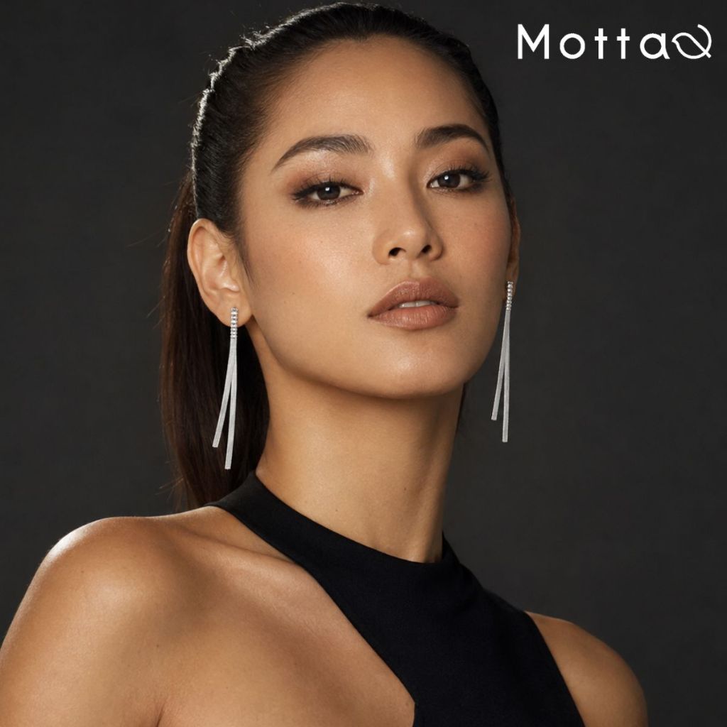 Motta Earring [ต่างหูห่วงชุบทองคำขาว] แฟชั่น ใส่ได้ทุกวัน ไม่แพ้ไม่คัน
