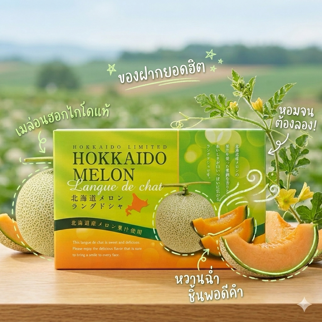 พร้อม​ส่ง​ใน​ไทย​ Cookie Hokkaido​ Melon​ เมล่อนของฮอกไกโดหอมเมล่อนหวานกำลังดี