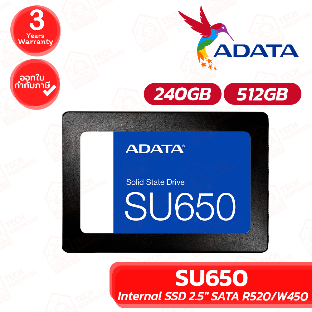 Adata Internal SSD 2.5" SATA SU650 R520/W450 [240GB, 512GB] เอสเอสดี ของแท้ ประกันศูนย์ 3ปี