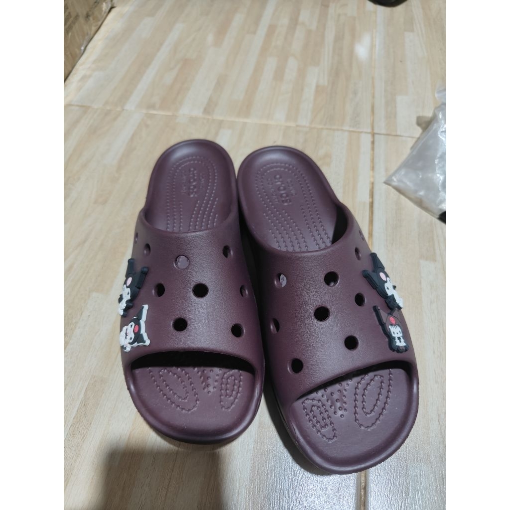 รองเท้าCrocs Classic Platform Slide DarkCherryมือ1ของแท้💯