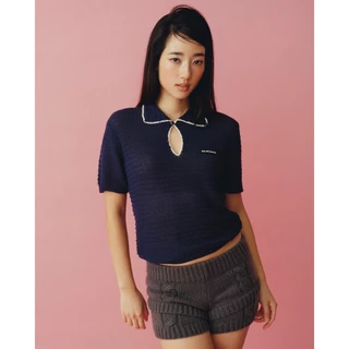 maison KEEPS | Sana Knitted Top | เสื้อไหมพรม แขนสั้น แต่งกระดุมโลโก้