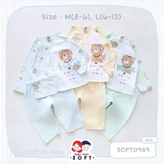 Babyhood ชุดเซ็ต 3-6M, 6-12M กระดุมหน้าแขนยาว+กางเกงขายาว | Babytrend