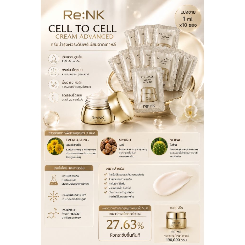 ✨ Re:NK CELL TO CELL CREAM ADVANCED 🇰🇷 10 ซอง