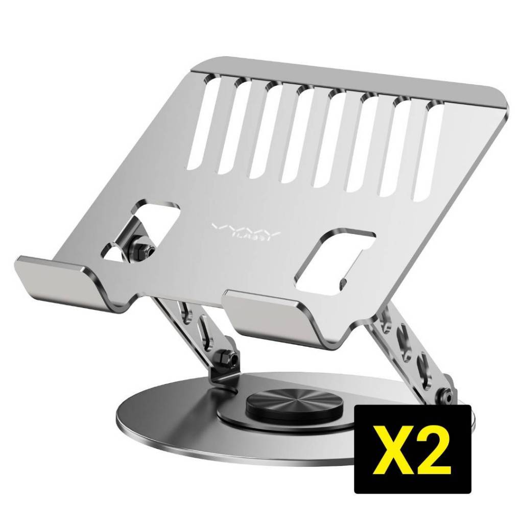Vyvylabs X2 360° Rotation Metal Desktop Laptop แท่นวางโน้ตบุ๊กบนโต๊ะทำงาน โครงสร้างทำจากโลหะ หมุนได้ 360 องศา พับเก็บได้