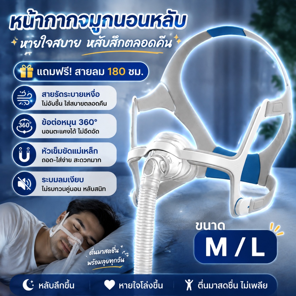 Resmed AirFit N20 หน้ากากปิดจมูก ปิดปาก และจมูก ใส่สบาย นําเข้า เสียงเงียบ ของแท้ หายใจสะดวก หน้ากาก หน้ากากปิดจมูก