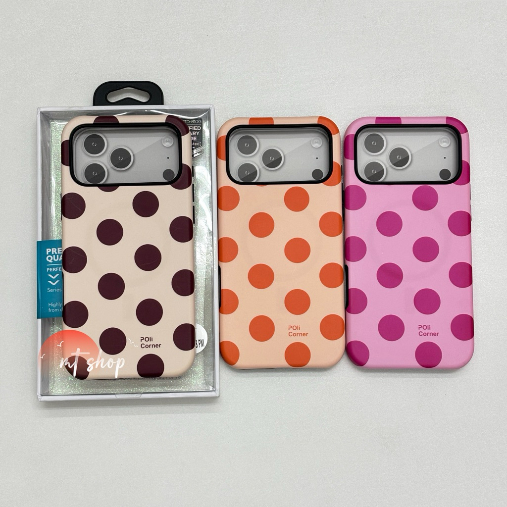 เคสสำหรับไอโฟน 17ProMax 18ProMax เคส2ชั้นลายจุดใหญ่ รองรับการชาร์จไร้สาย ขอบนิ่ม-หลังแข็ง
