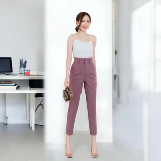 กางเกง9ส่วนเอวสูงซิปหน้า2ตะขอใส่ทำงานได้จ้า#2ตะขอ