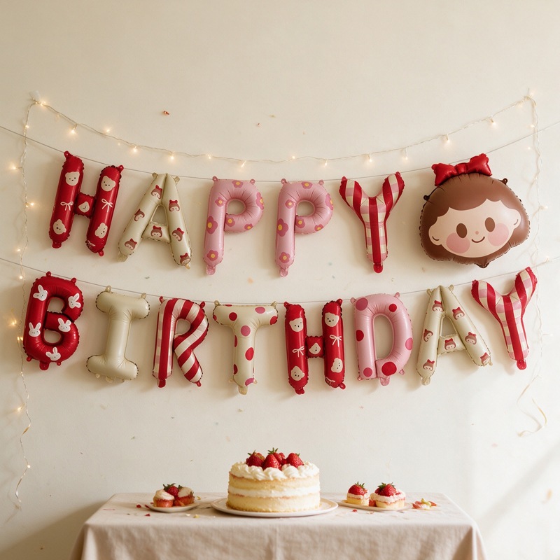 [มีส่งด่วน] ลูกโป่งฟอยด์ วันเกิด Happy Birthday ธีม Berry Bow สําหรับตกแต่งปาร์ตี้วันเกิด