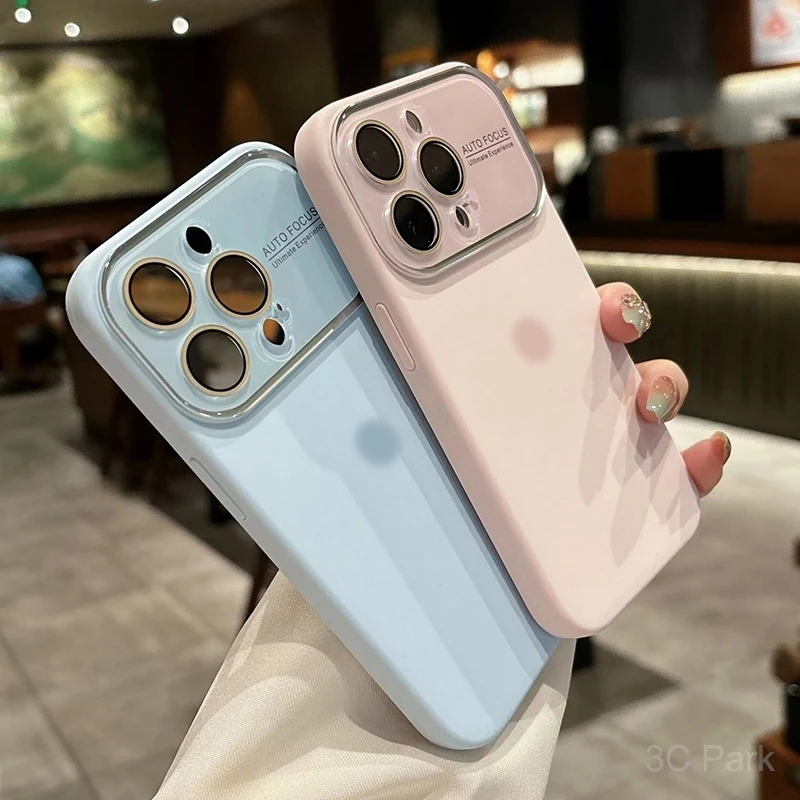 With Logo พร้อมโลโก้ พร้อมหน้าต่างบานใหญ่ เคสโทรศัพท์ซิลิโคนเหลวนุ่มสำหรับ iPhone 17 16 15 14 13 12 11 Pro Max Plus