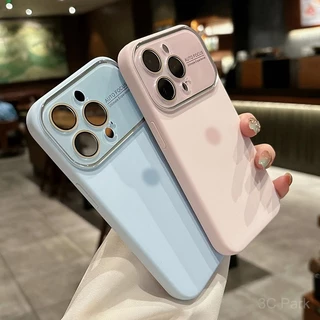 With Logo พร้อมโลโก้ พร้อมหน้าต่างบานใหญ่ เคสโทรศัพท์ซิลิโคนเหลวนุ่มสำหรับ iPhone 17 16 15 14 13 12 11 Pro Max Plus