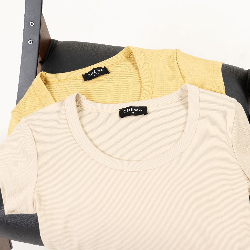 CHEWA Daily U  - เสื้อยืดคอยู ผ้าร่อง - BU23 รูปที่ 5