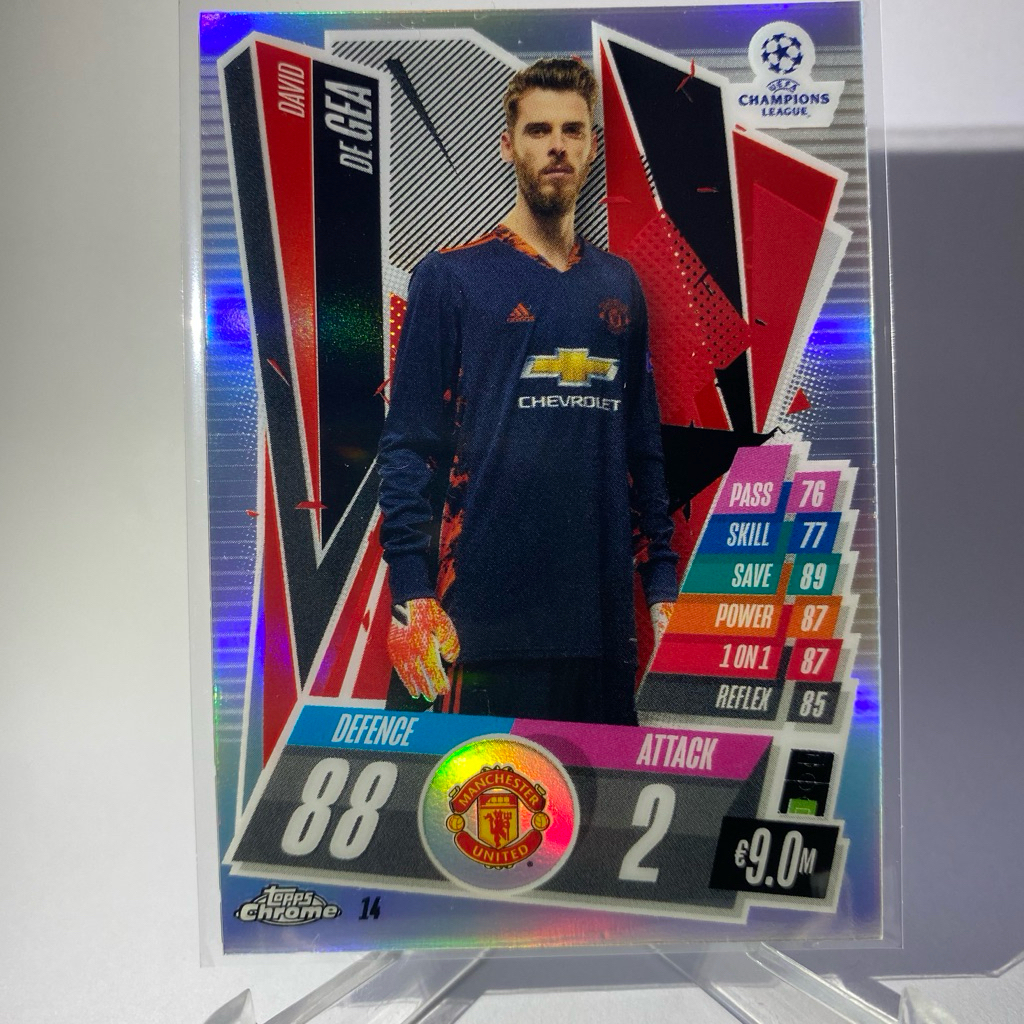 การ์ดนักฟุตบอล DAVID DE GEA, MANCHESTER UNITED, MATCH ATTAX, TOPPS CHROME, No.14,(silver)