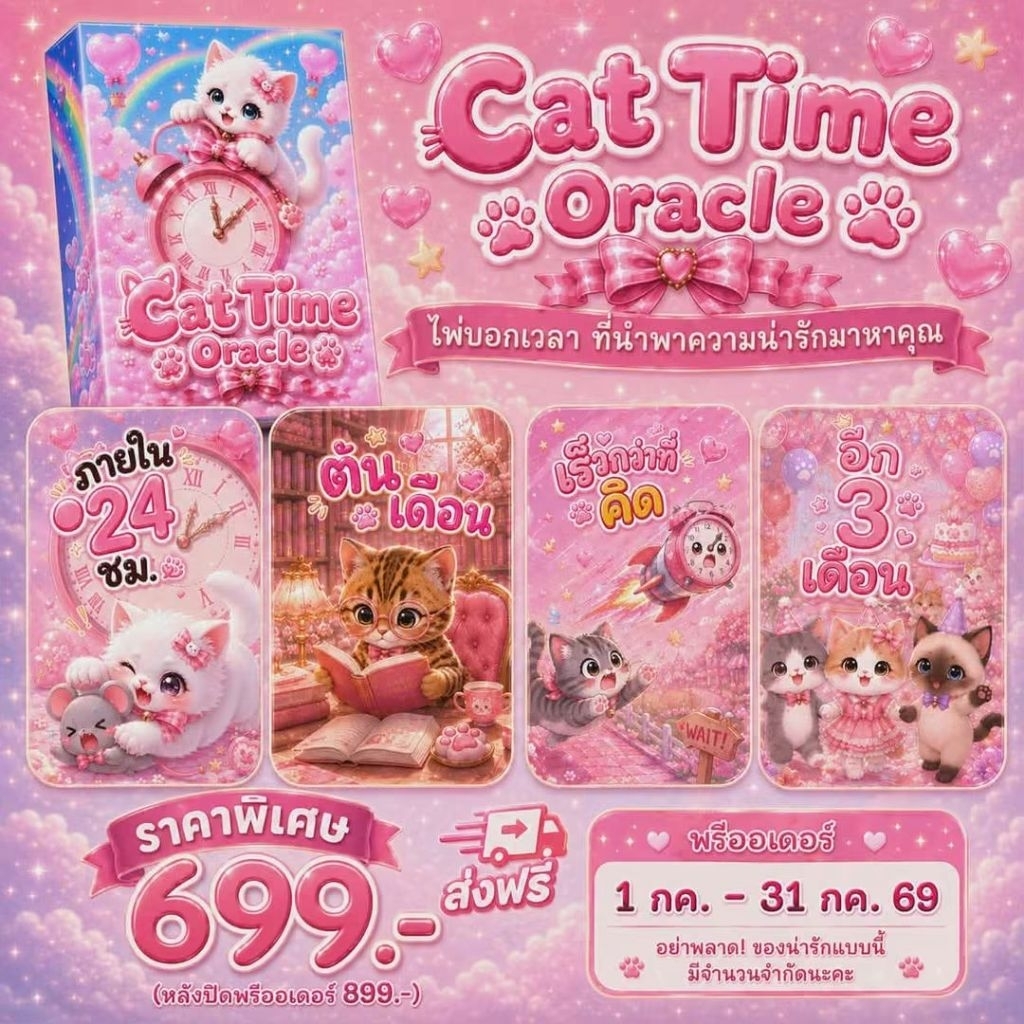 ไพ่ Cat Time Oracle ไพ่บอกเวลา ไพ่ออราเคิล (พร้อมส่ง)