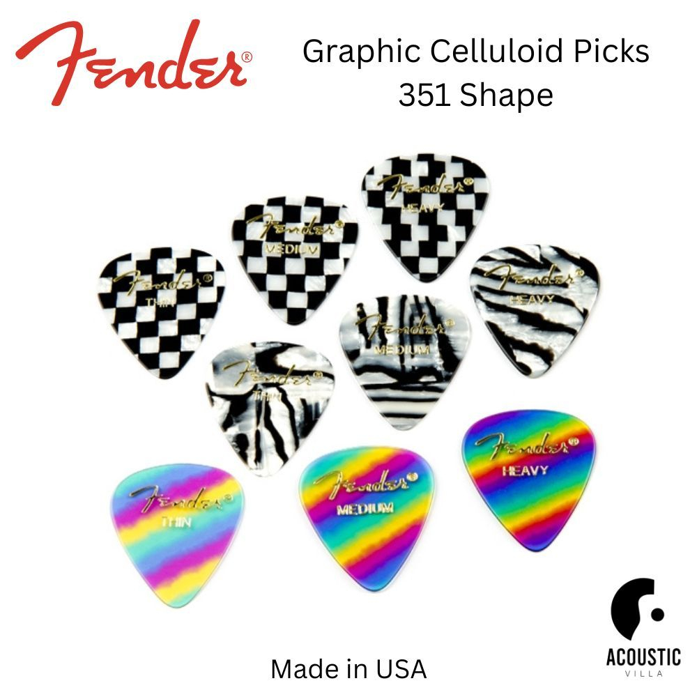 ปิ๊กกีตาร์ Fender Premium Graphic Picks, Celluloid 351 Guitar Pick