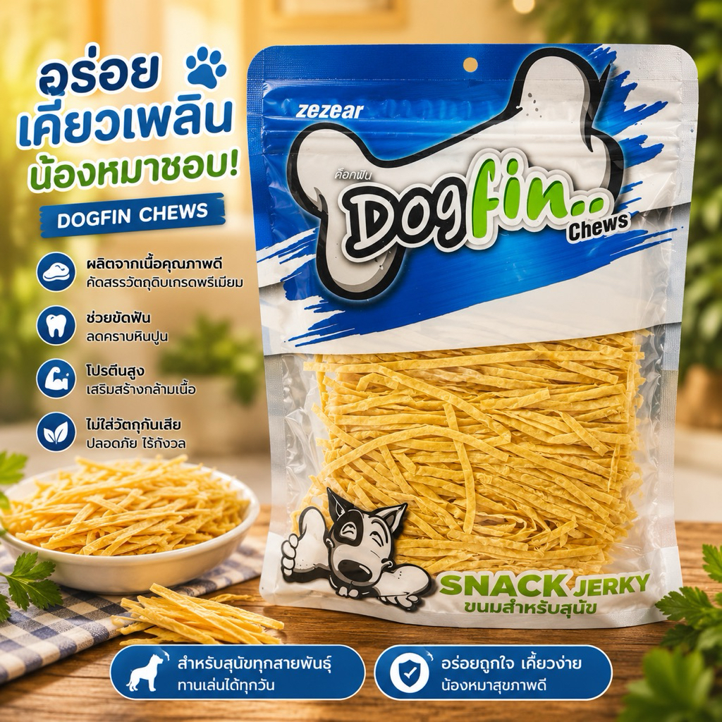 Dogfin 150g.ขนมปลาเส้นทาโร่ ขนมทานเล่นสุนัข แมว สัตว์ฟันแทะ ทาโร่ส้ม ทาโร่ขาว รสธรรมชาติ และ รสปูอัด