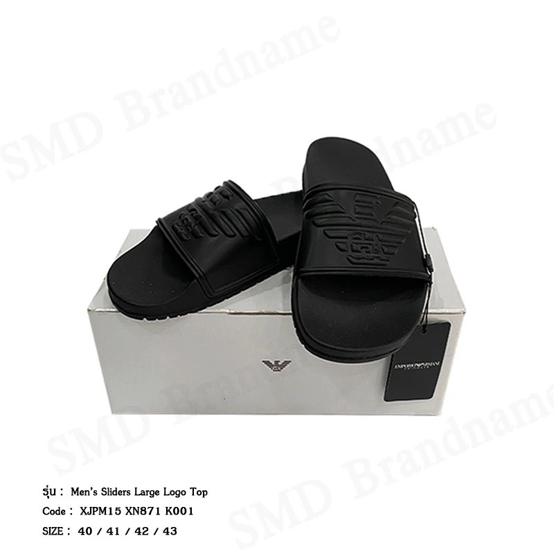 EA7 Emporio Armani รองเท้าแตะผู้ชาย รุ่น Men's Sliders Large Logo Top Code : XJPM15 XN871 K001