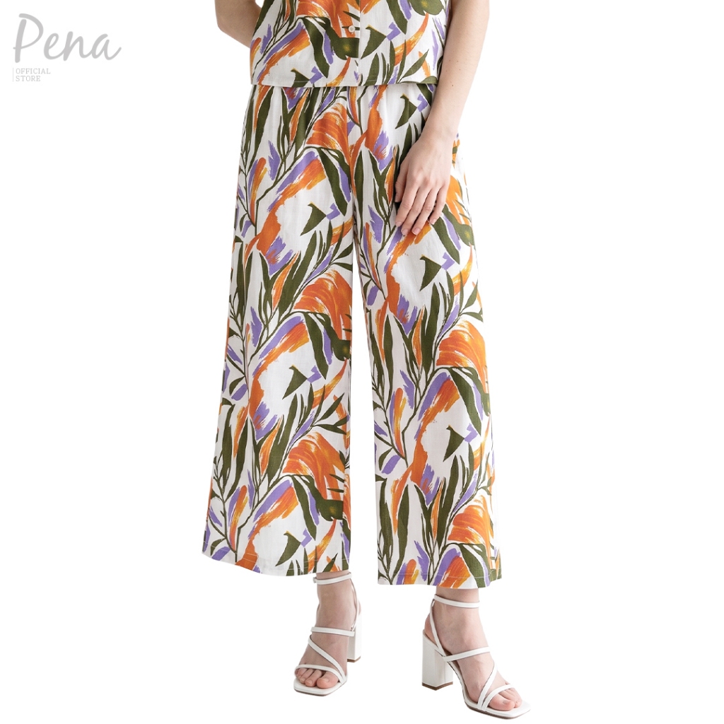 Pena house กางเกงขายาวลายดอกไม้ – สไตล์ทรอปิคอล POPL122501