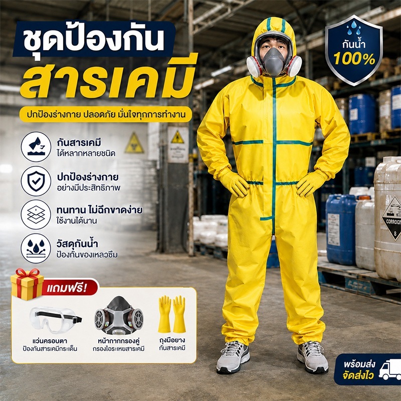 🚀ชุดเกษตรป้องกัน100%! กันสารเคมี-น้ำ-ฝุ่น เบาสบาย ระบายอากาศดี สำหรับพ่นยาและพ่นสี ✅จัดส่งจากกรุงเทพฯ