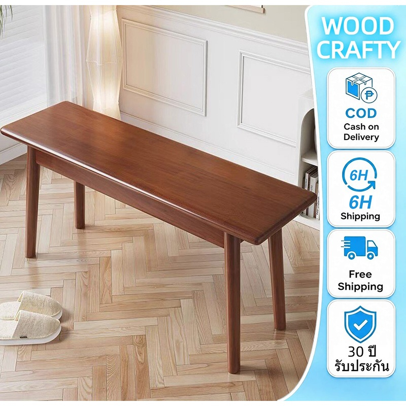 【จัดส่งภายใน 6ชม】ม้านั่ง เก้าอี้ยาวไม้แท้ 120/140cm ม้านั่งยาวสไตล์มินิมอล ม้านั่งยาวสำหรับร้านอาหาร