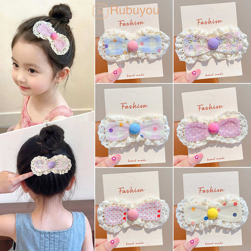 Rubuyou หวานพาสเทลลูกไม้โบว์เด็ก Magic Fringe ผม Velcro Patch เด็กผู้หญิง สติกเกอร์ด้านหน้าผมปุยควบคุม อเนกประสงค์