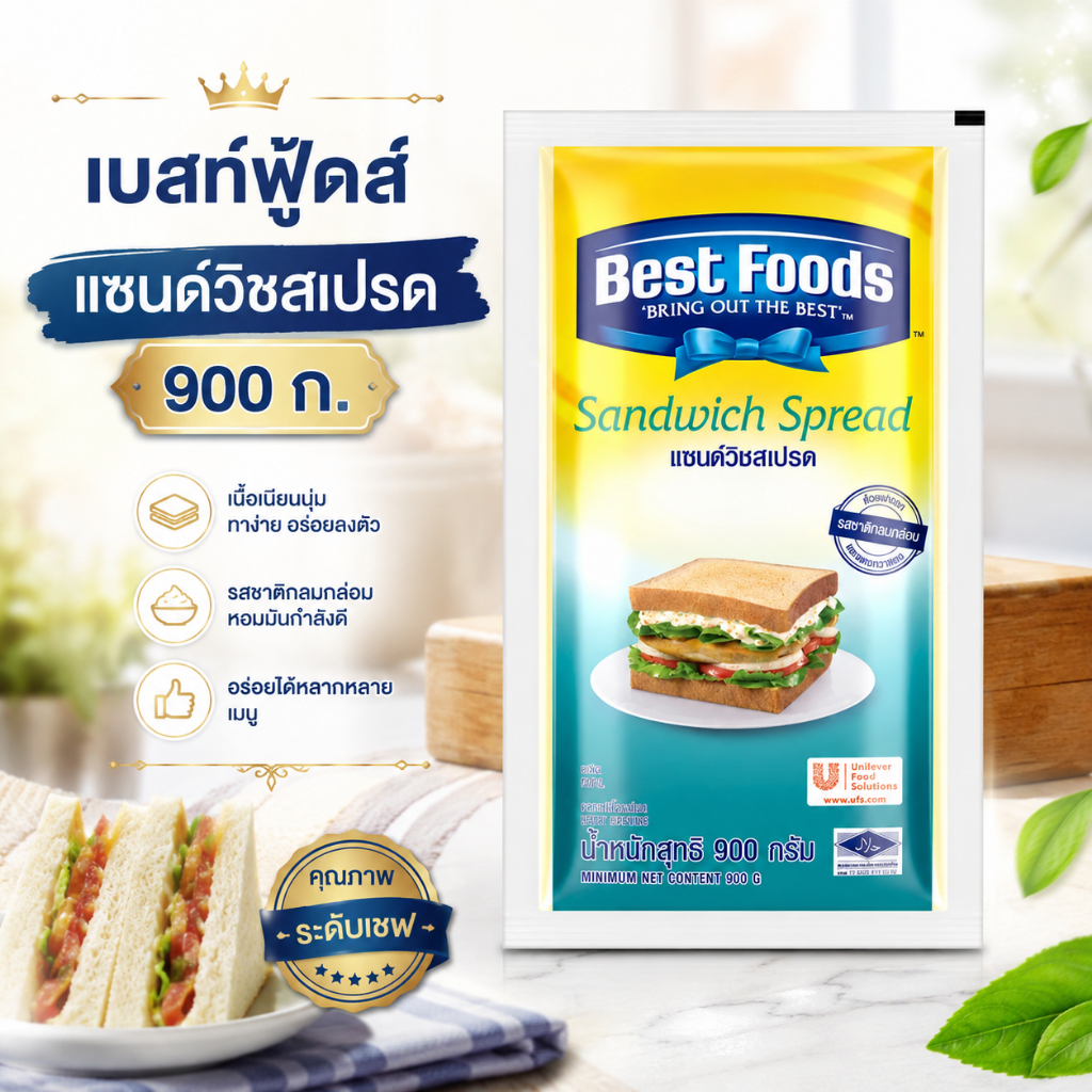 best foods เบสฟู้ด เบสท์ฟู้ด sandwich spread เบสท์ฟูดส์ แซนด์วิชสเปรด แซนวิชสเปรด 900 กรัม